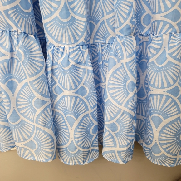 J.Marie Leilani One Shoulder Short Puffed Sleeve Tiered Midi Dress - Picture 5 of 6